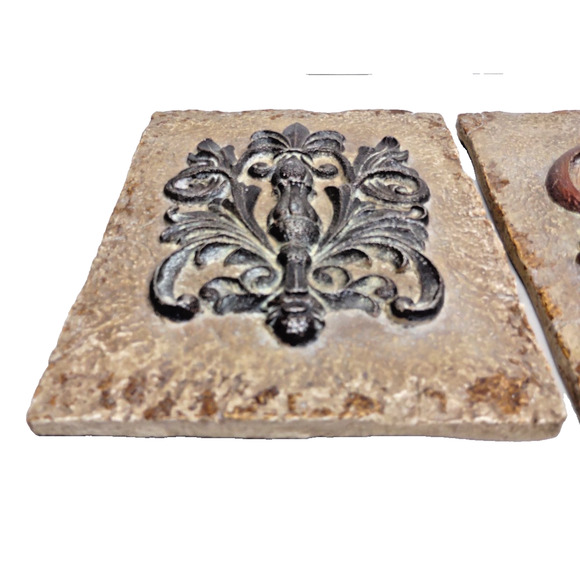 Southern Living at Home Decorative Stone Wall Plaques Fleur De Lis Tile 3 Pcs - Picture 4 of 9